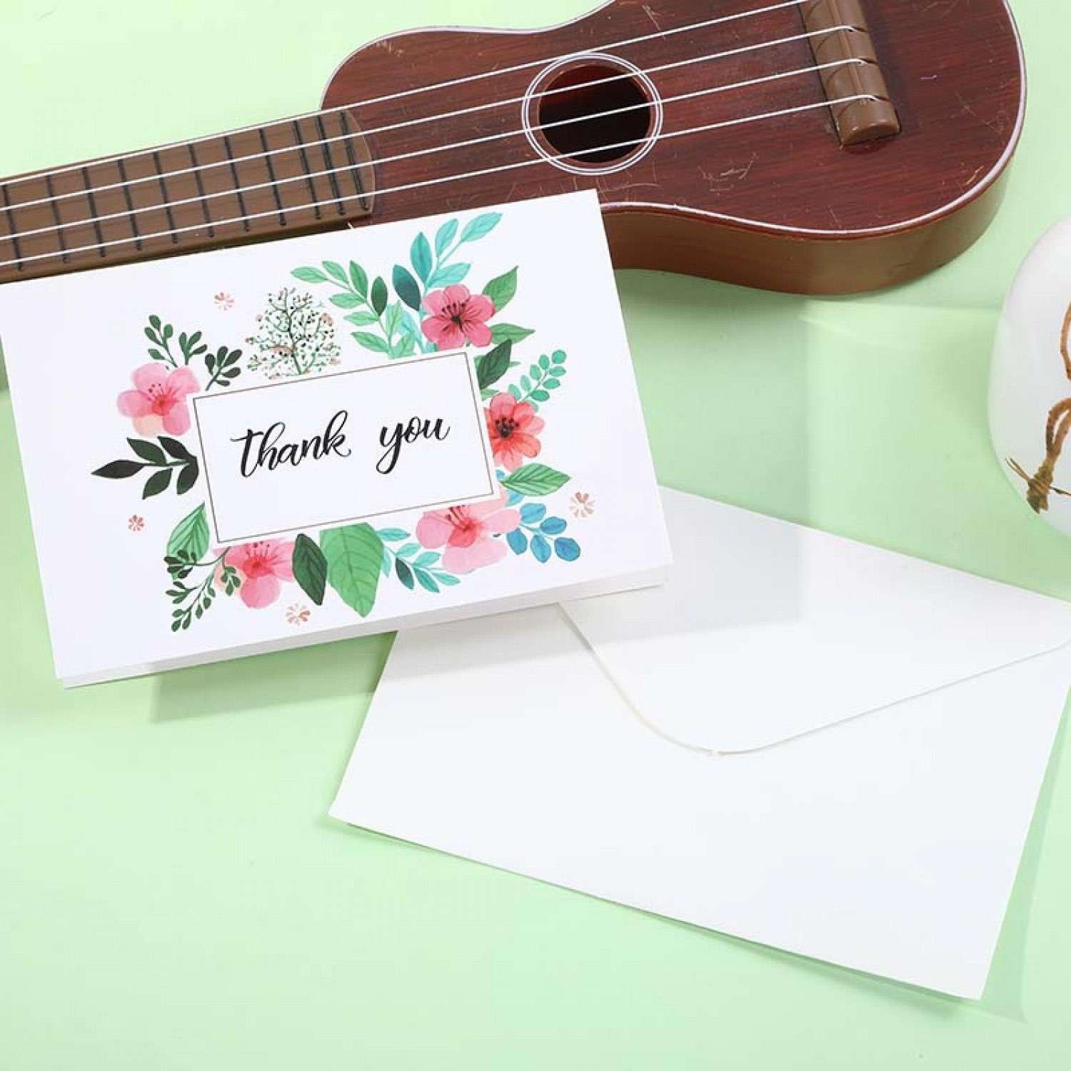 Thank You Card Fresh Style UV Printing Invitation Card With Envelope